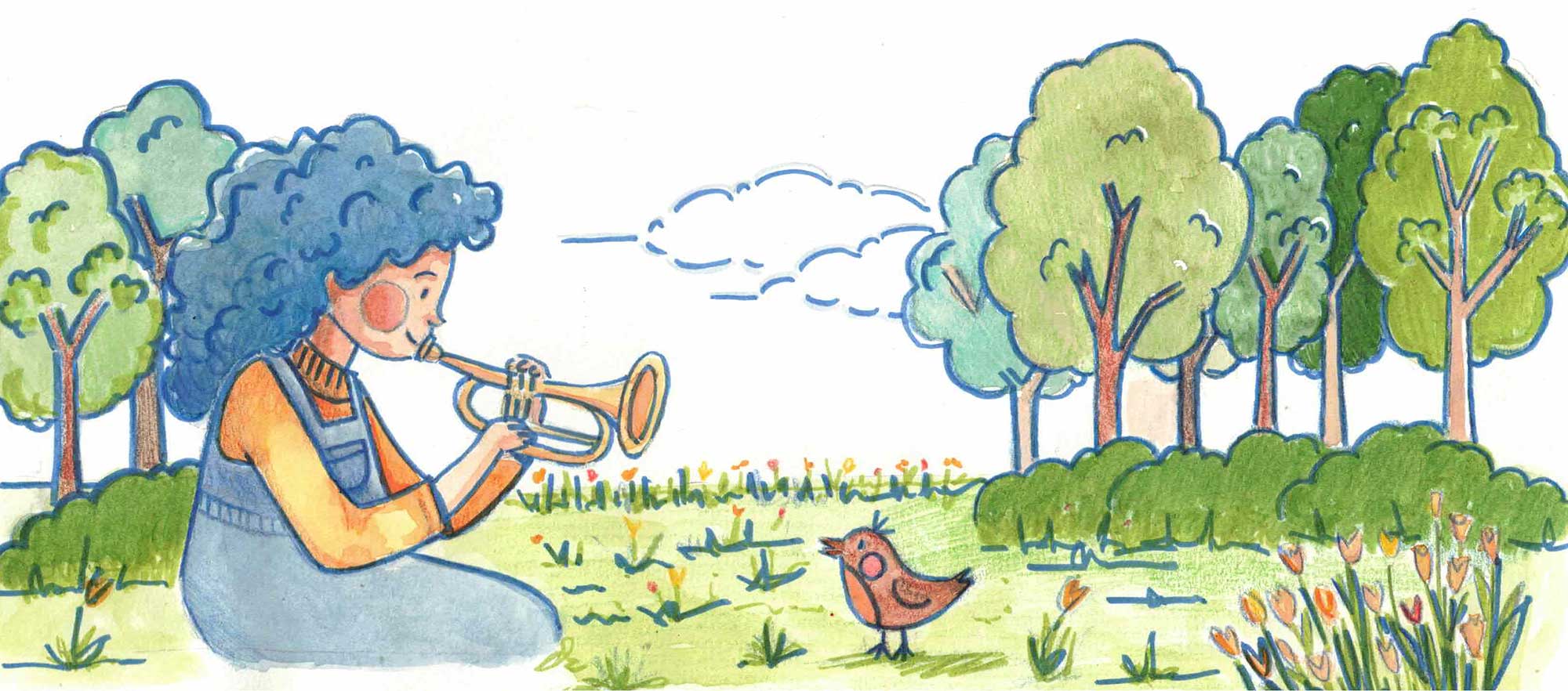 Melody Erasmus banner bimba che suona